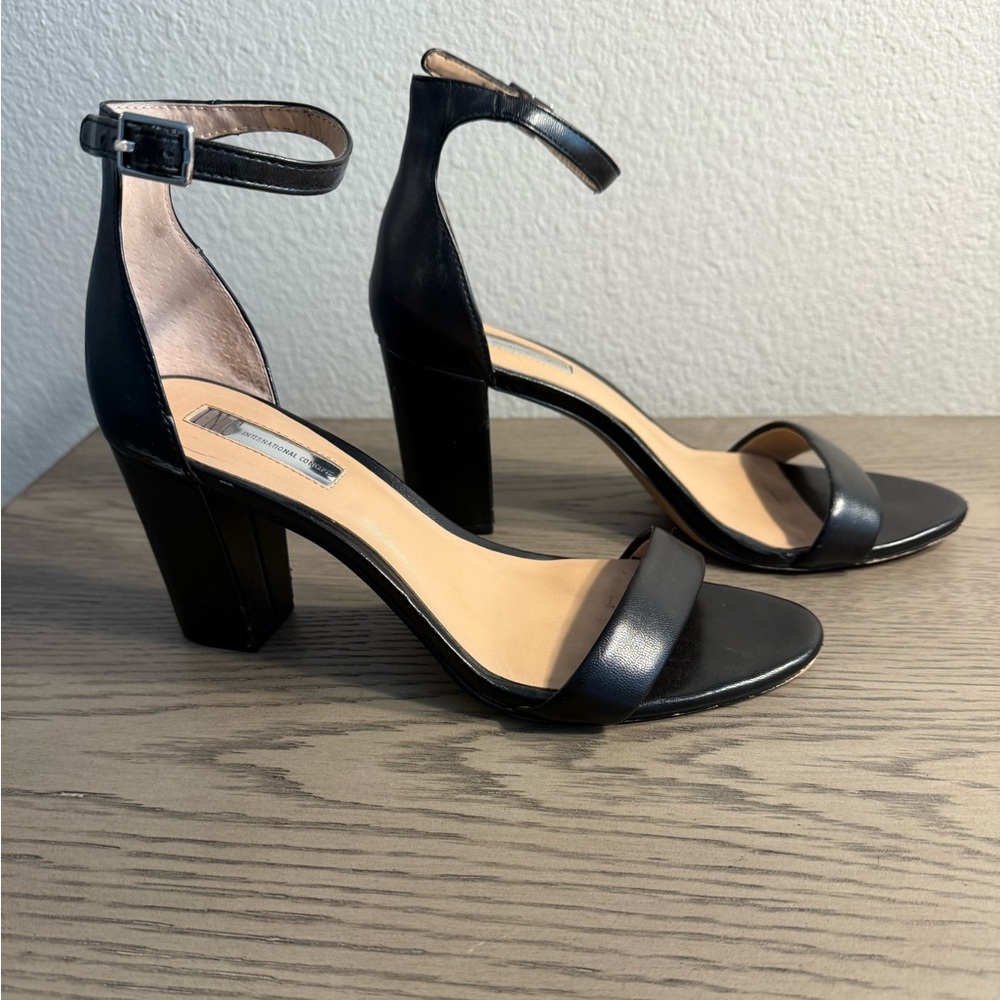 INC International Concepts Black Block Heel Sandals